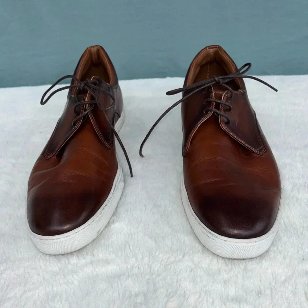 EUC Bruno Magli Men's Colina Derby Oxfords Cognac Brown Size 9 Comfort Luxury